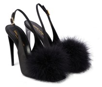 Slingback-Sandalen mit Federn