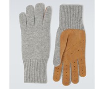 Brunello Cucinelli Handschuhe aus Kaschmir und Veloursleder