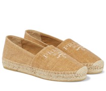 Prada Bestickte Espadrilles aus Leinen