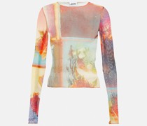 Jean Paul Gaultier Bedrucktes Longsleeve Flowers aus Mesh