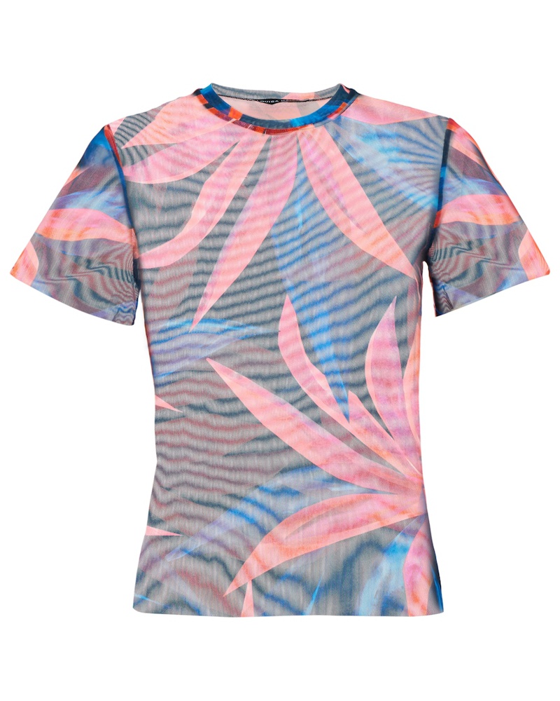 Louisa Ballou Damen Louisa Ballou Bedrucktes T-Shirt aus Mesh Louisa Ballou Damen Louisa Ballou Bedrucktes T-Shirt aus Mesh