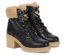 Schnürstiefel Split aus Leder mit Shearling