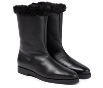 Ankle Boots aus Leder mit Faux Fur