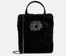 Verzierte Tote Drape Pocket Bouquet Mini aus Faux Fur