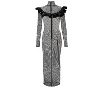 Alessandra Rich Kristallverziertes Midikleid aus Mesh