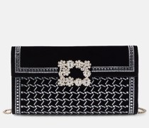 Verzierte Clutch Flower Strass aus Samt