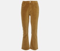 High-Rise Bootcut Jeans aus Samt