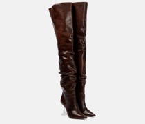 Amina Muaddi Overknee-Stiefel Olivia Glass aus Leder