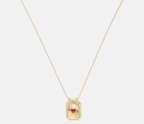 Halskette Heart Scapular aus 18kt Gelbgold mit Diamanten und Emaille