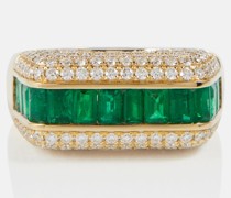 Rainbow K Ring Empress aus 18kt Gelbgold mit Diamanten und Smaragden