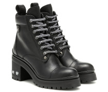 Miu Miu Verzierte Schnuerstiefel aus Leder