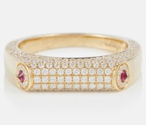 Ring Grace aus 14kt Gelbgold mit Diamanten und Rubinen