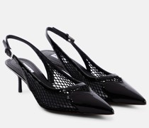 Alaia Slingback-Pumps aus Lackleder und Mesh