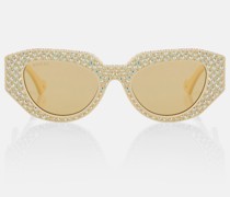 Ovale Sonnenbrille mit Kristallen