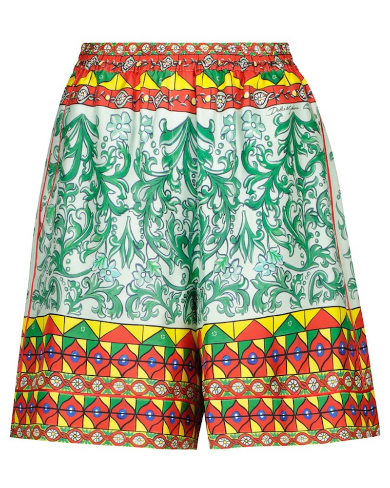 Dolce & Gabbana Damen Dolce&Gabbana Bedruckte Shorts aus Seiden-Faille