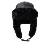 Balmain Muetze Monogram mit Faux Fur