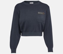Cropped-Pullover aus Baumwolle