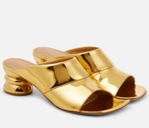 Dries Van Noten Pantoletten aus Metallic-Leder