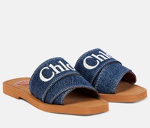 Chloe Pantoletten Woody aus Denim
