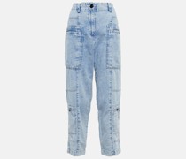 High-Rise Cargo-Jeans Chambray