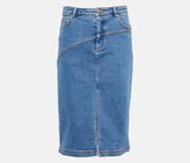 Staud Midirock Hudson aus Denim