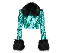 Alessandra Rich Cropped-Jacke aus Samt und Faux Fur