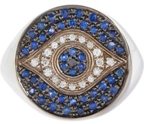 Ileana Makri Ring Dawn Chevalier aus 18kt Weissgold mit Diamanten und Saphiren