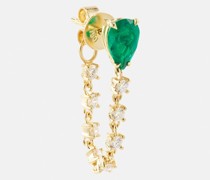 Einzelner Ohrring aus 18kt Gelbgold mit Diamanten und Smaragd
