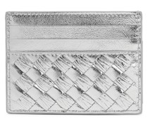 Bottega Veneta Kartenetui Intrecciato aus Metallic-Leder