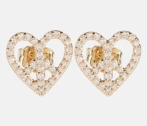 Ohrringe Peace Heart aus 14kt Gelbgold mit Diamanten