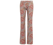 Bedruckte Mid-Rise Flared Jeans