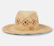 Bestickter Fedora-Hut aus Stroh