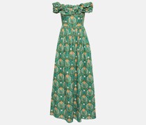 Agua by Agua Bendita Maxikleid Espliego Lunar aus Popeline