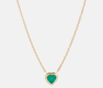 Octavia Elizabeth Halskette Heart & Toggle aus 18kt Gelbgold mit Smaragd