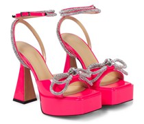 Mach & Mach Plateausandalen Double Bow aus Lackleder