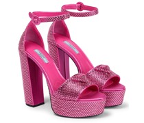 Verzierte Plateausandalen aus Satin