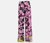 Dries Van Noten Bedruckte Hose aus Seiden-Twill