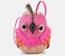 Bucket-Bag Bird Mini aus Raffiabast und Leder