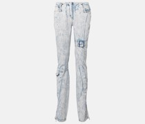 Bedruckte Low-Rise Slim Jeans