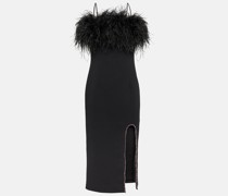 Rebecca Vallance Midikleid aus Crepe mit Federn