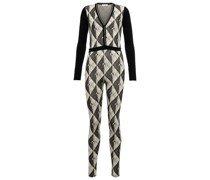Marine Serre Jumpsuit Royal Moon Carreaux aus Strick