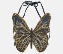 Blumarine Verziertes Cropped-Top aus Denim