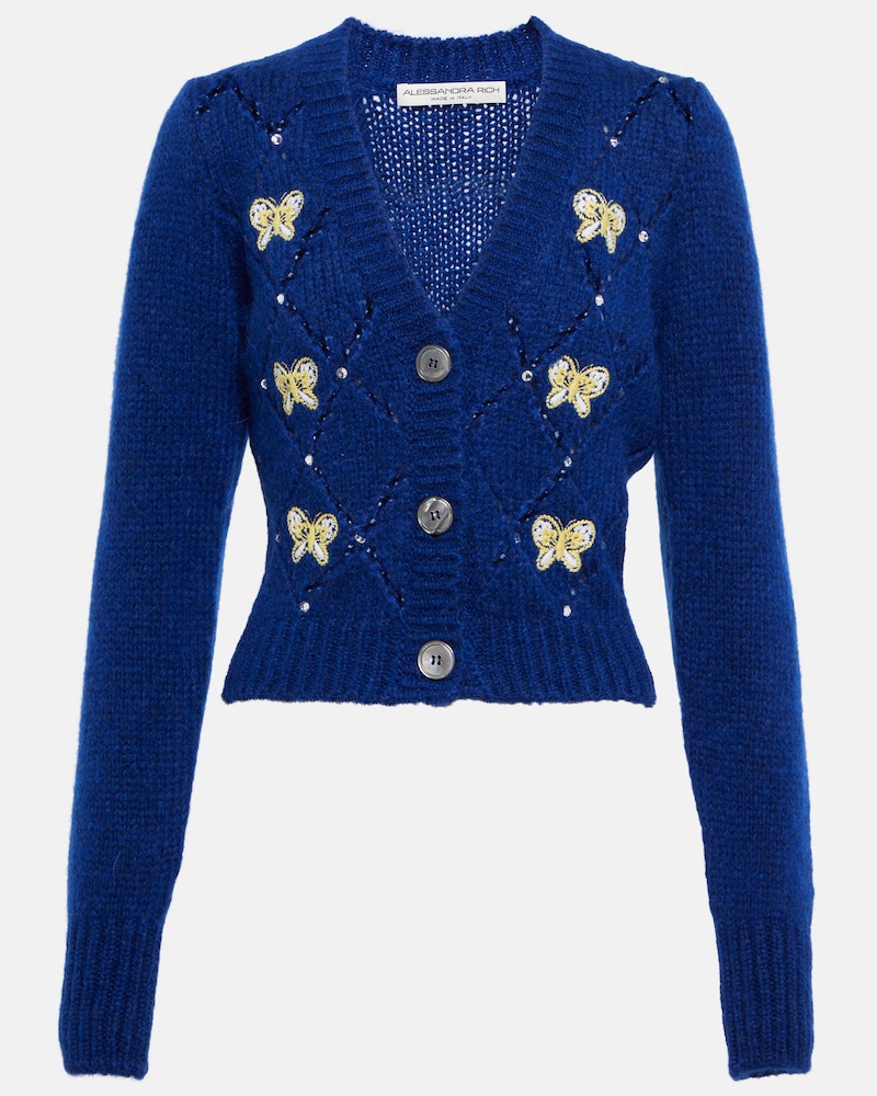 Alessandra Rich Damen Alessandra Rich Cardigan aus einem Alpakawollgemisch Alessandra Rich Damen Alessandra Rich Cardigan aus einem Alpakawollgemisch