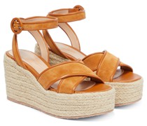 Gianvito Rossi Espadrille-Wedges aus Veloursleder
