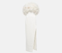 David Koma Robe aus Cady mit Federn