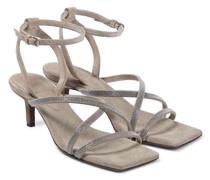 Verzierte Sandalen aus Veloursleder