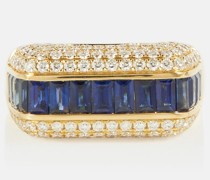Rainbow K Ring Empress aus 18kt Gelbgold mit Diamanten und Saphiren