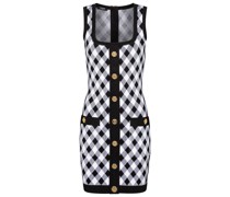 Balmain Kariertes Strickkleid aus Jacquard