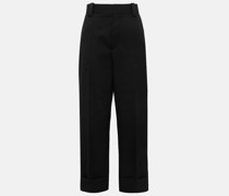 Weite Cropped Mid-Rise-Hose aus Wolle