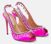 Verzierte Slingback-Sandalen aus Satin